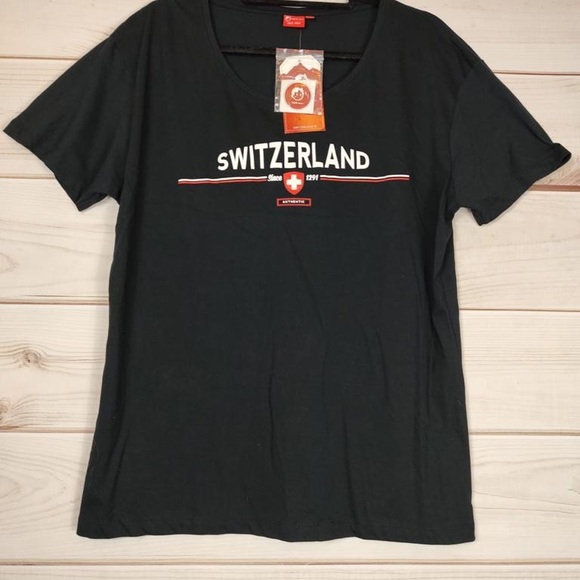 Heidi.com XXL Men’s t-shirt NWT black short sleeves front has Swiss logo. - Picture 1 of 9